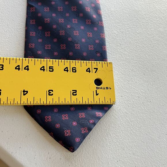 Brioni Necktie Men's Dark Purple/Red Geometric 100% Silk Hand Made In Italy - Picture 8 of 10